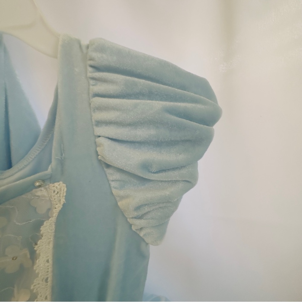 Light Blue Princess Tulle Costume Dress for Girls Cinderella w Gloves 4/5T - Picture 9 of 16